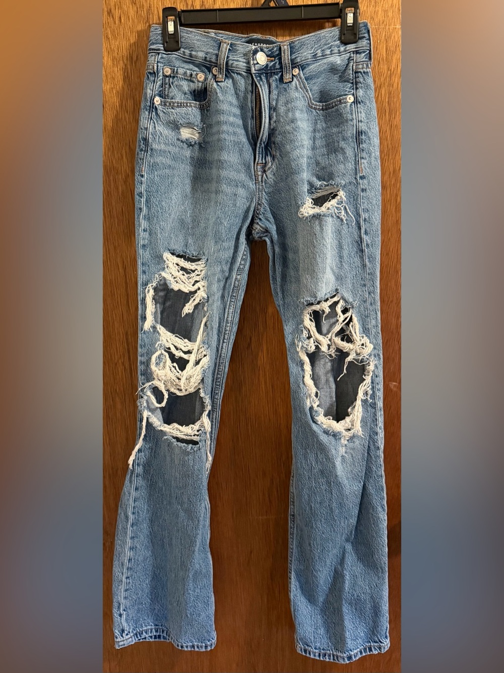 Aeropostale Light Blue Men's Straight Ripped Jeans